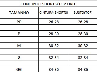 Conjunto Shorts/Top Ord.