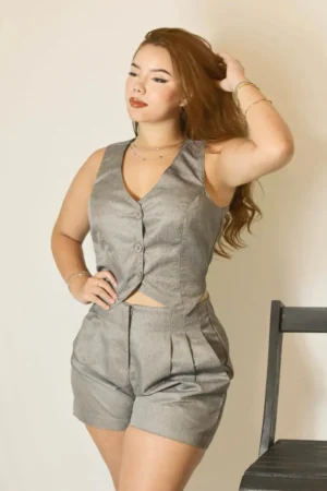 Conjunto - Shorts/Colete Alfaiataria trad.